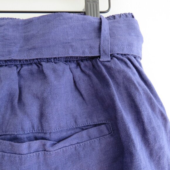 JOIE 100% Linen Belted Pleated Pocket Shorts in Purple Preppy - Size M - Picture 11 of 13